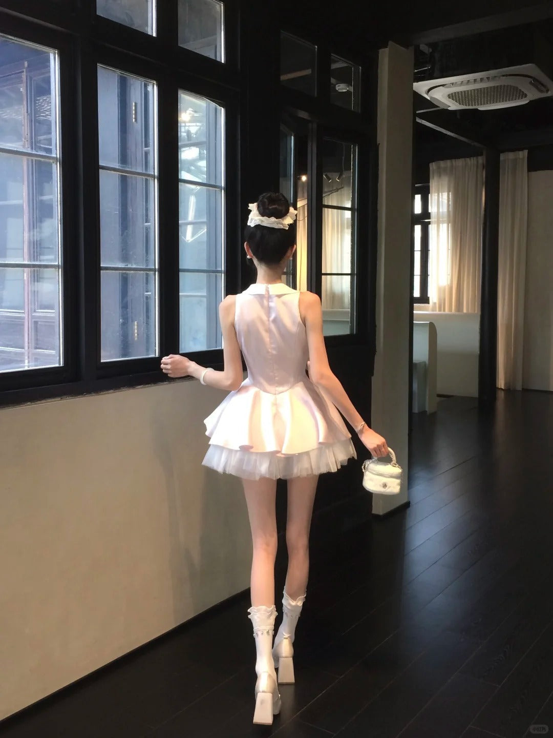 Cute A Line Bowknot Tulle Tiered Short Prom Dress Homecoming Dress Birthday Party Dress HZ0319