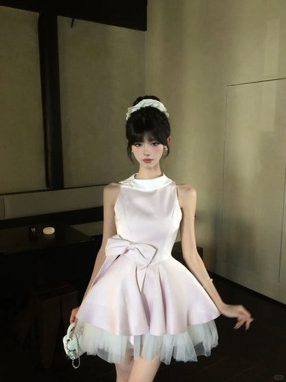 Cute A Line Bowknot Tulle Tiered Short Prom Dress Homecoming Dress Birthday Party Dress HZ0319