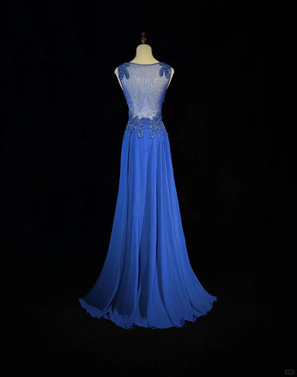 Gorgeous Crew Neck Beading Sequins Pleated Prom Dress Evening Dress Party Dress HZ0319