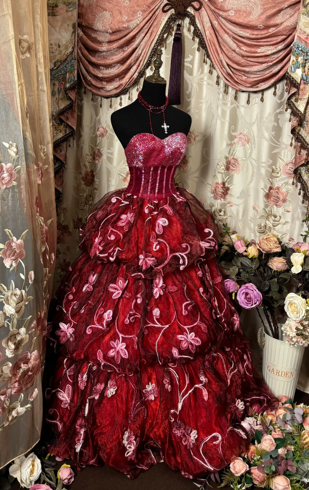 Charming Prom Dress Sweetheart Flower Ball Gown Evening Dress Birthday Party Dress HZ0319