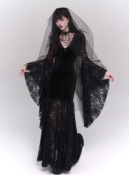 Newest Halloween Costume Black Women Teenage Girl Dress Long Sleeves Gothic Dress Party Dress HZ0319