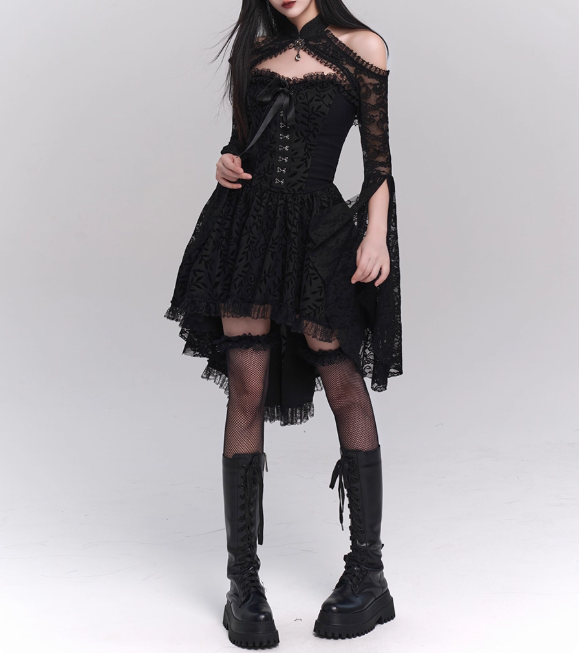 Halloween Costume Black Women Teenage Girl Dress Gothic Dress Party Dress HZ0319