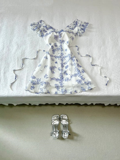 Elegant Prom Dress A Line Print Ruffle Prom Dresses Party Dress HZ0319