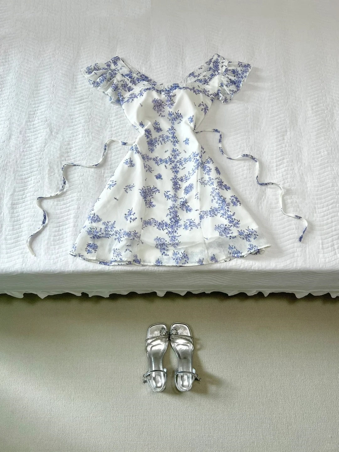 Elegant Prom Dress A Line Print Ruffle Prom Dresses Party Dress HZ0319