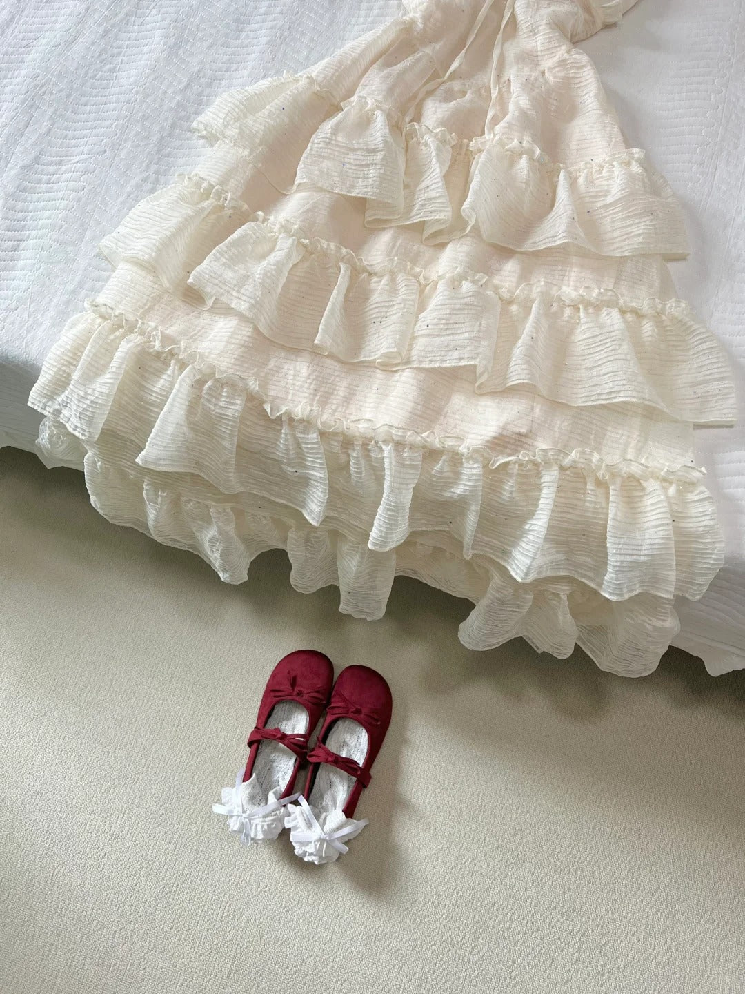 Sweet Prom Dress V-neck Lace-up Ruffle Prom Dress Party Dress Date Dress HZ0319