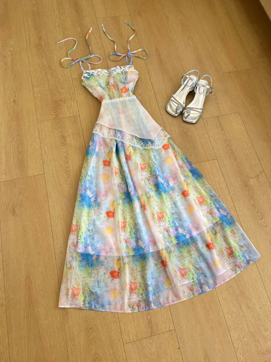 Pretty Prom Dress Spaghetti Straps Print Prom Dress Party Dress HZ0319