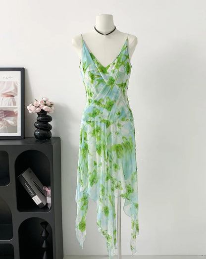 Pretty Prom Dress V-neck Pleated Asymmetrical Hem Prom Gown Party Dresses Dancing Dress HZ0319