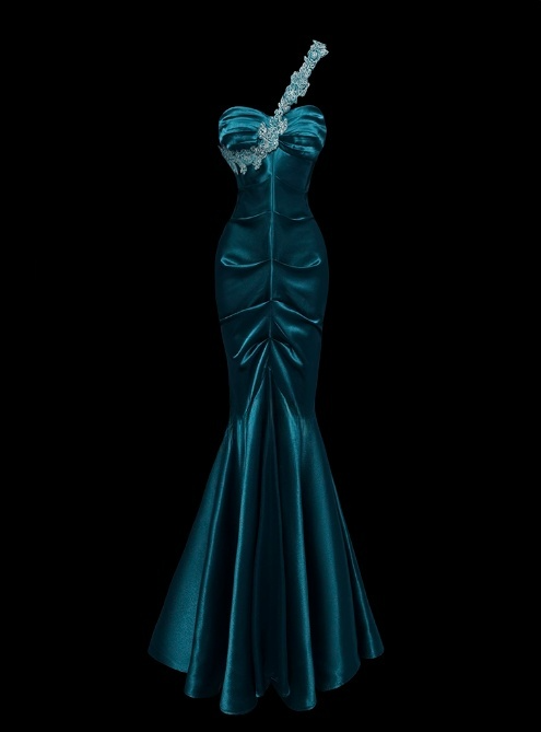 Elegant Prom Dress One Shoulder Pleated Mermaid Prom Dress Evening Dress Party Dress HZ0319