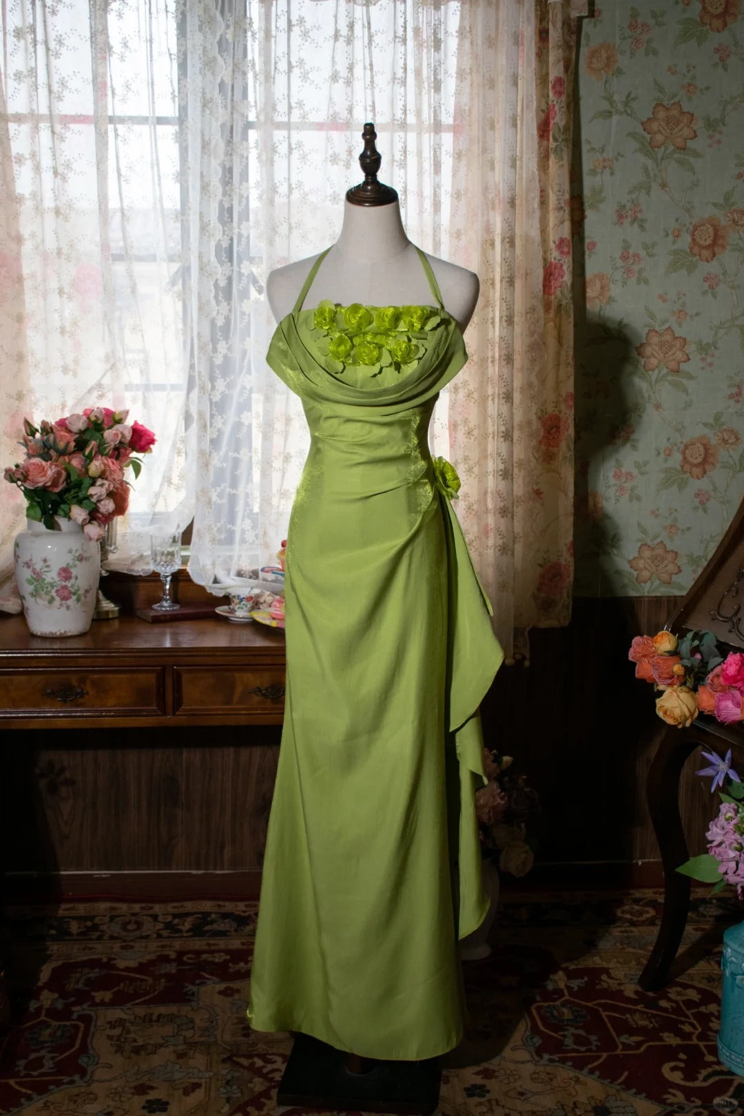 Charming Prom Dress Halter Flower Birthday Party Dress Evening Dress Gala Dress HZ0319