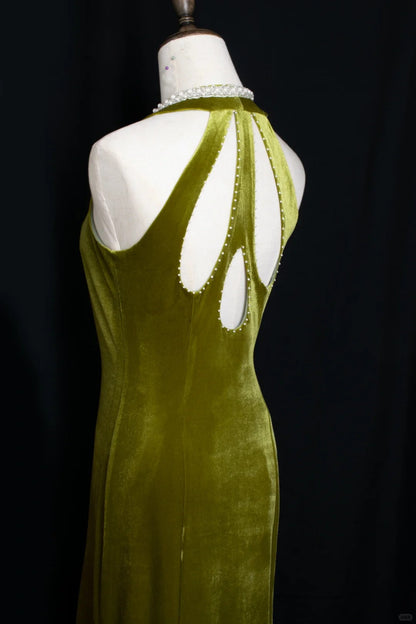 Gorgeous Prom Dress V-neck Pearl Birthday Party Dress Evening Dress Gala Dress HZ0319