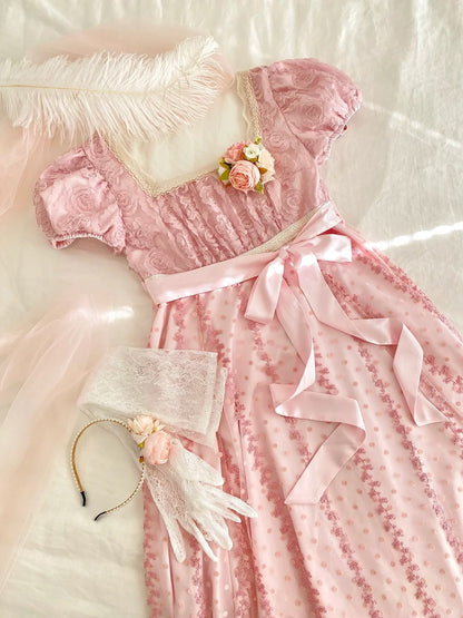 Sweet Prom Dress A Line Square Neck Floral Birthday Party Dress Evening Dress HZ0319