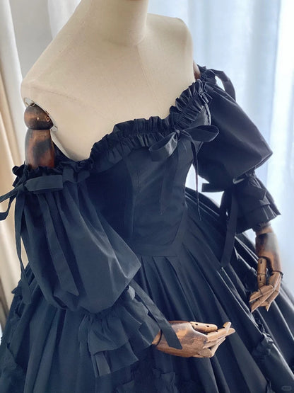 Stunning Prom Dress Black Square Neck Pleated Evening Dress Ball Gown Birthday Party Dress HZ0319