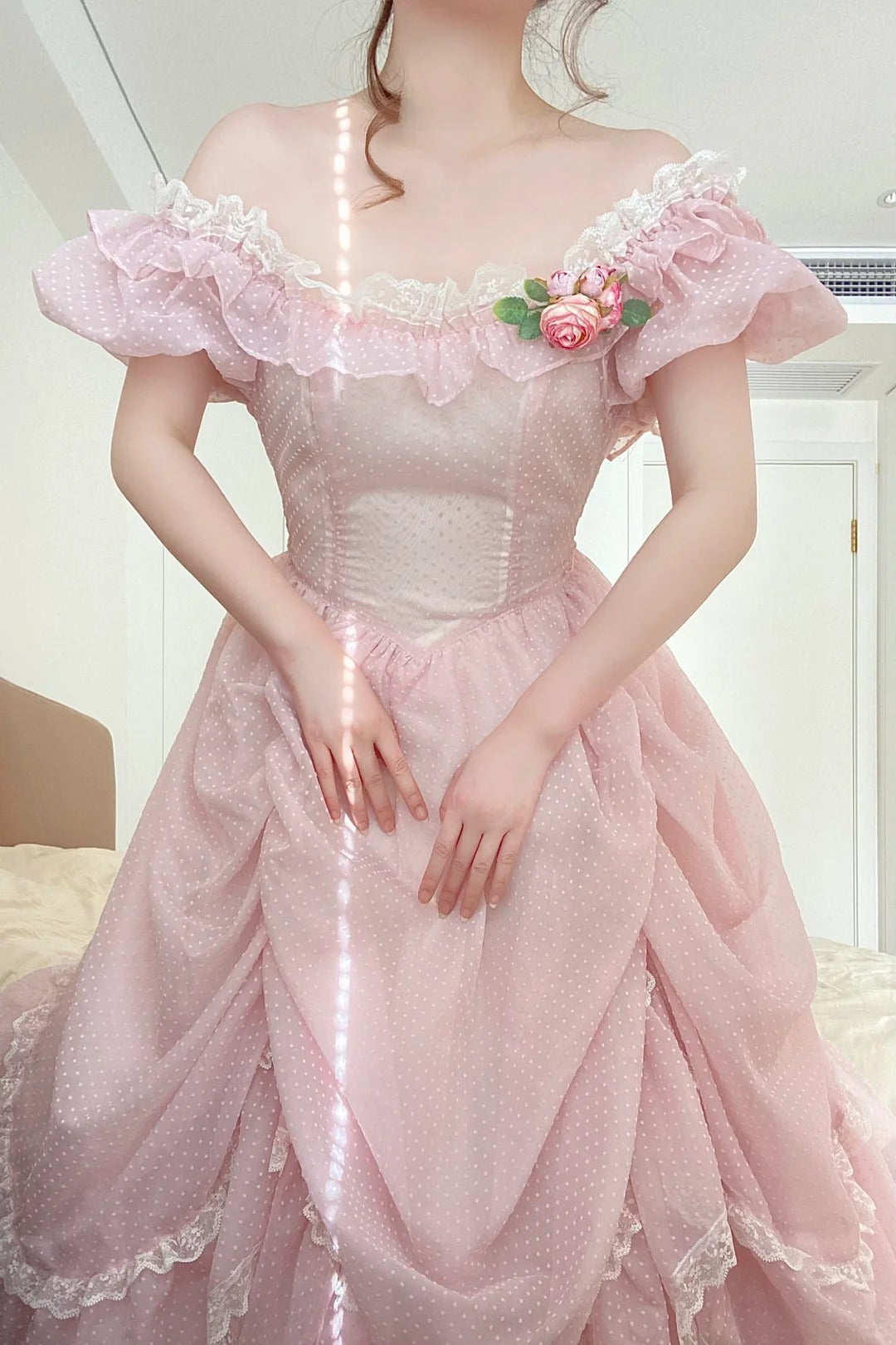 Cute Prom Dress Square Neck Pleated Lace Evening Dress Ball Gown Sweet 16 Dress Birthday Party Dress HZ0319