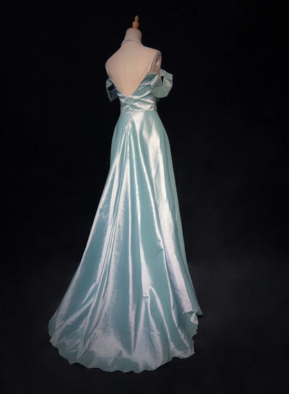 Pretty Prom Dresses Spaghetti Straps Pleated Slit Evening Dress Gala Dress Birthday Dress HZ0319