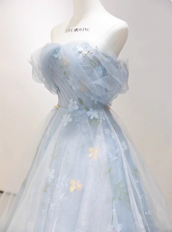Beauty Prom Dress Off Shoulder Floral Tulle Gala Dress Evening Dress Party Dress HZ0319