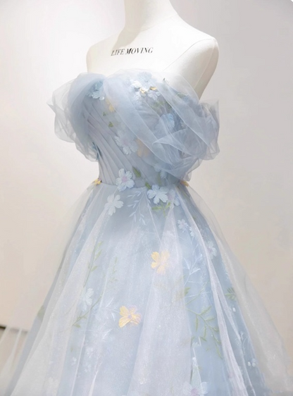 Beauty Prom Dress Off Shoulder Floral Tulle Gala Dress Evening Dress Party Dress HZ0319
