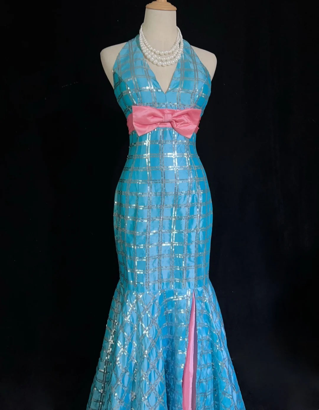 Shiny Prom Dress Blue Halter Sequin Mermaid Gala Dress Evening Dresses Party Dress HZ0319