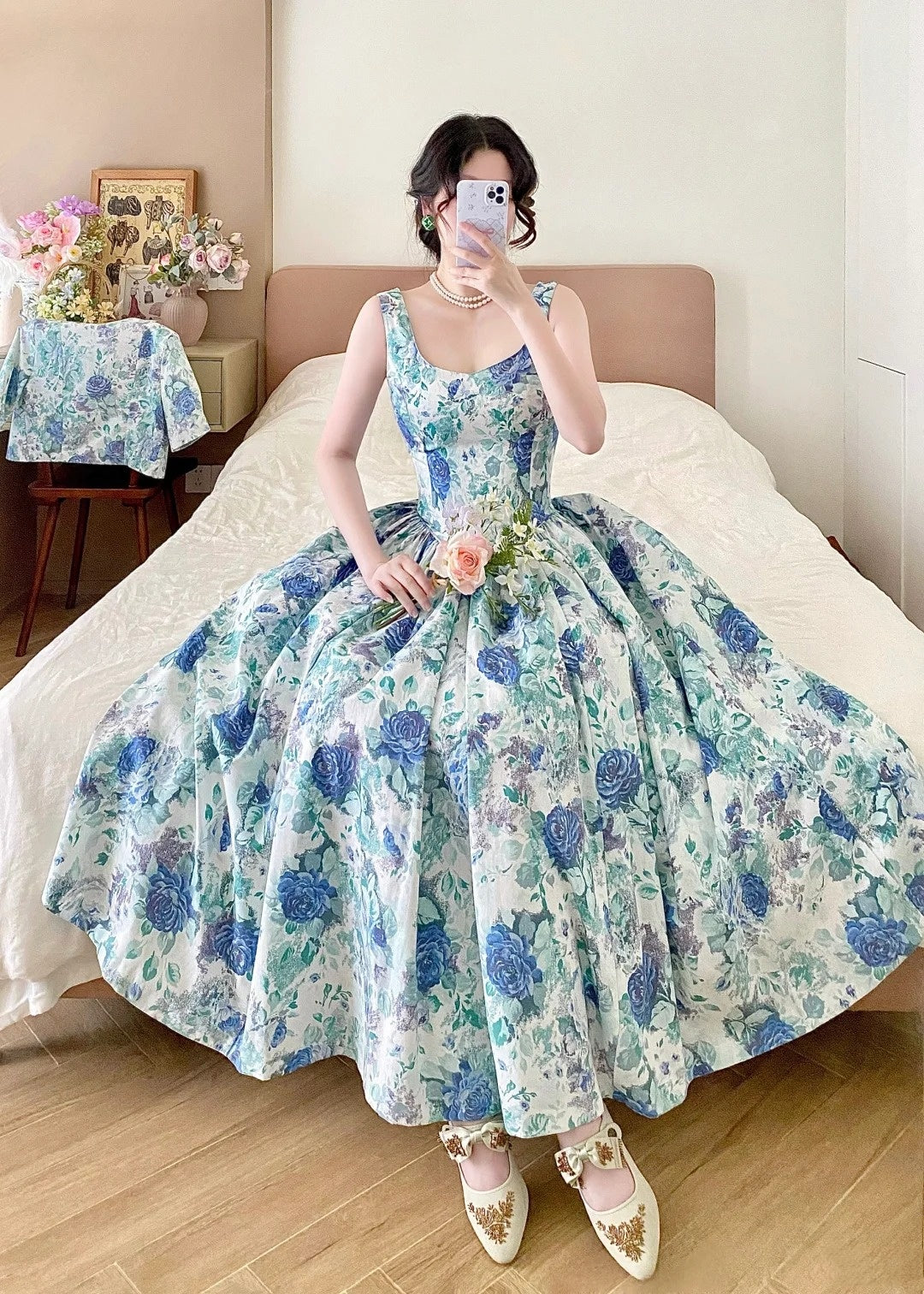 Beauty Prom Dress Off Shoulder Pleated Print Evening Dress Birthday Party Dress Gala Dress HZ0319