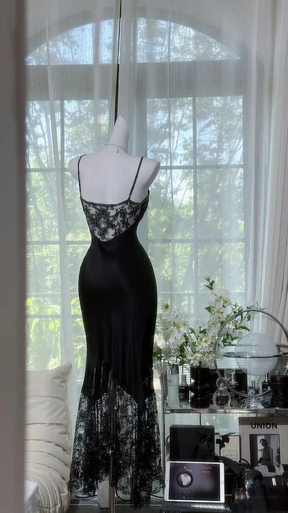 Sexy Prom Dress Black Spaghetti Straps Lace Birthday Party Dress Cocktail Dress HZ0319