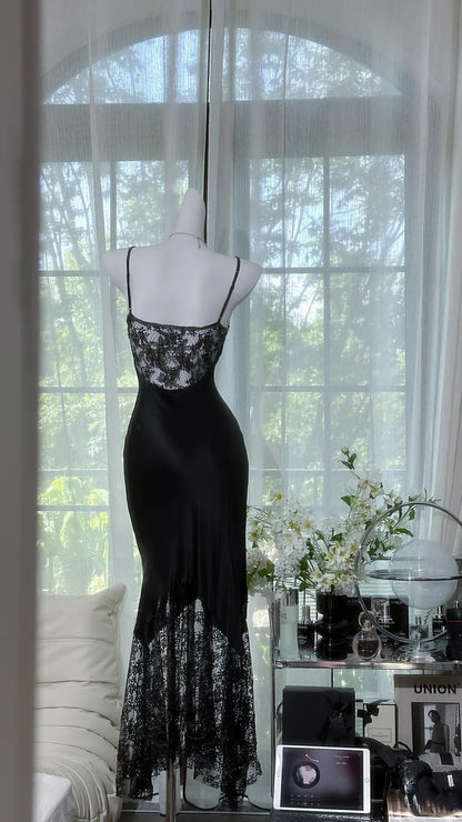 Sexy Prom Dress Black Spaghetti Straps Lace Birthday Party Dress Cocktail Dress HZ0319
