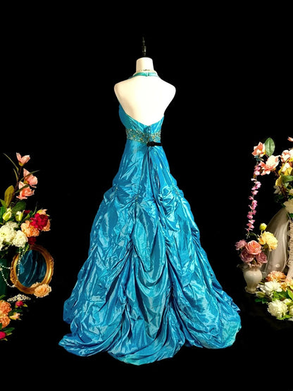 Stunning Prom Dress A Line Halter Pleated Evening Dress Gala Dress Birthday Party Dress HZ0319