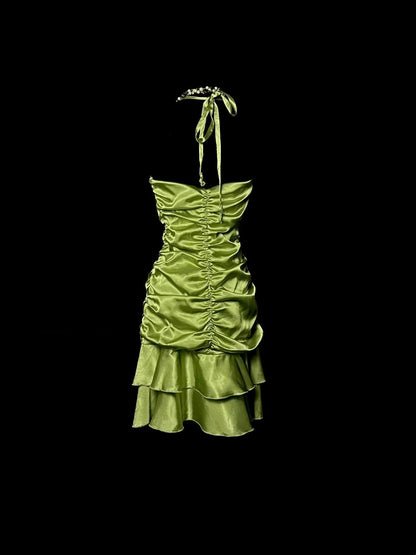 Beauty Homecoming Dress Halter Pleated Short Prom Dress Birthday Party Dress Cocktail Dress HZ0319