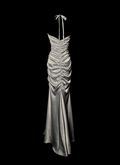 Stunning Prom Dress V-neck Pleated Long Mermaid Prom Dress Birthday Party Dress HZ0319