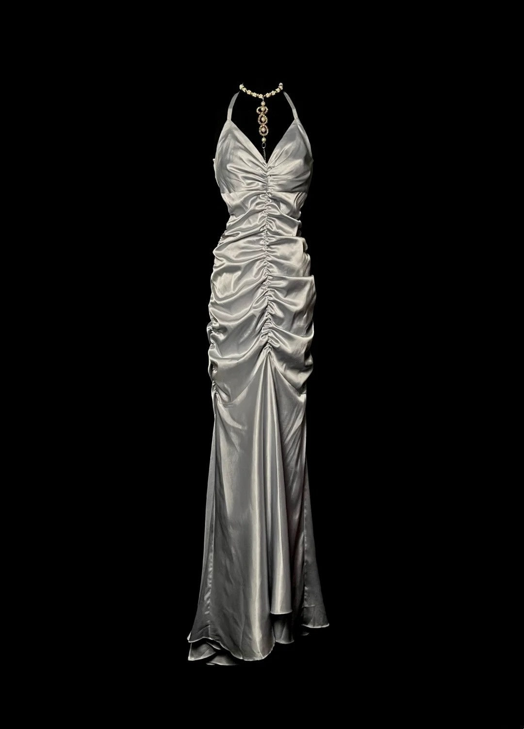 Stunning Prom Dress V-neck Pleated Long Mermaid Prom Dress Birthday Party Dress HZ0319