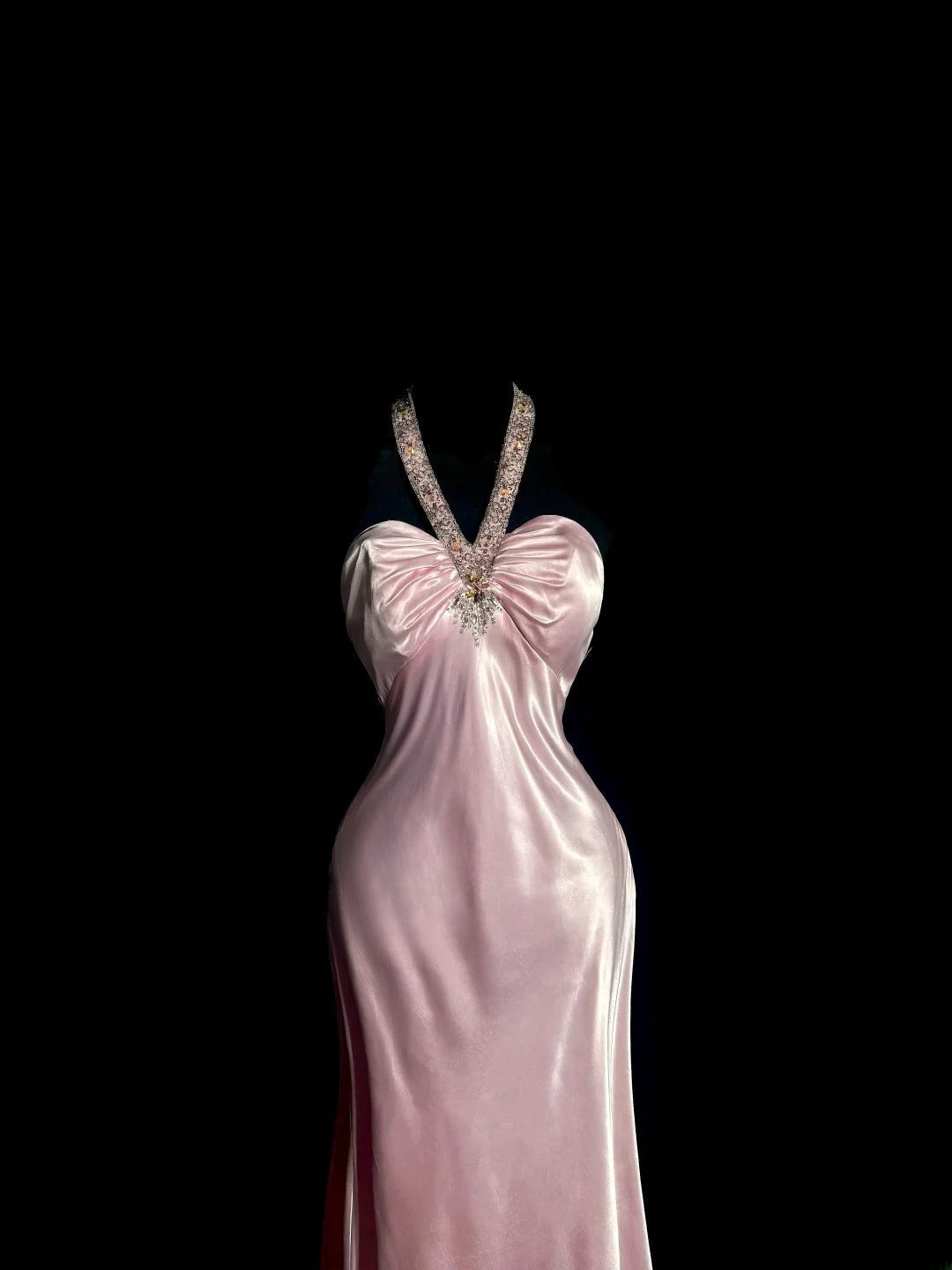 Sweet Prom Dress Light Pink Halter Long Prom Dress Evening Dress Birthday Party Dress HZ0319