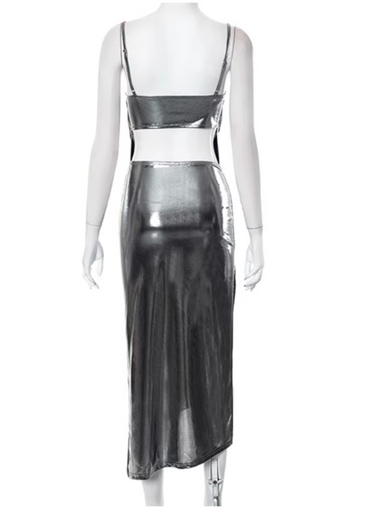 Sexy Women Dress Silver Spaghetti Straps Party Outfits Date Dress HZ0319
