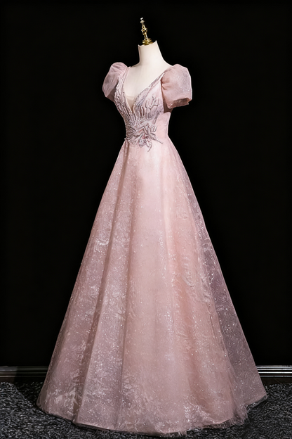 Elegant Prom Dress A Line V-neck Evening Gown Birthday Party Outfits HZ0319