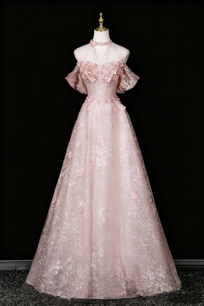 Sweet Prom Dress A Line Off Shoulder Floral Evening Gown Birthday Party Dress HZ0319