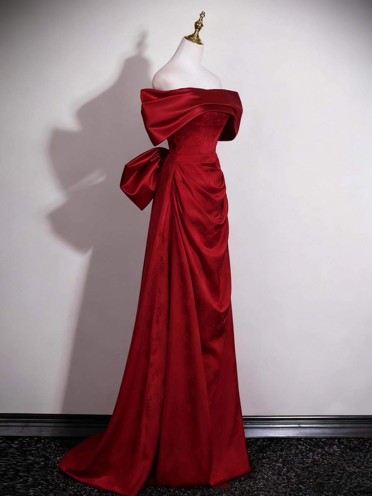 Elegant Prom Dress A Line Wine Red Off Shoulder Birthday Party Outfits Evening Gown HZ0319