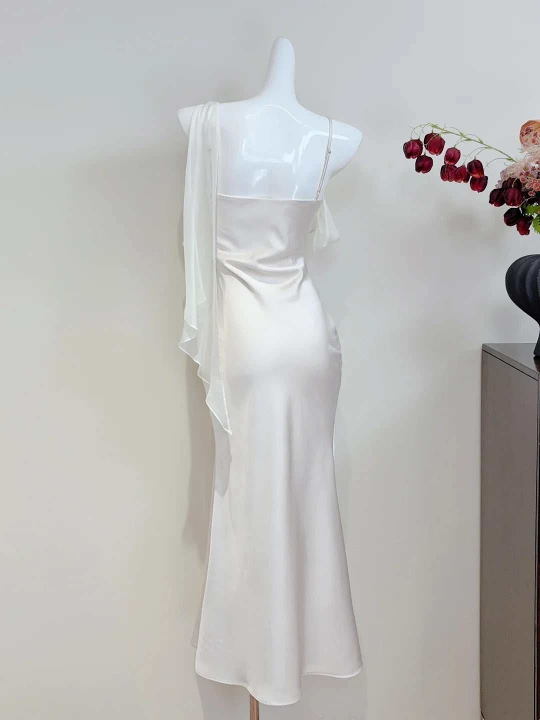 Minimalist Prom Dress Asymmetrical Neck Pleated Mermaid Cocktail Dress Birthday Party Outfits HZ0319