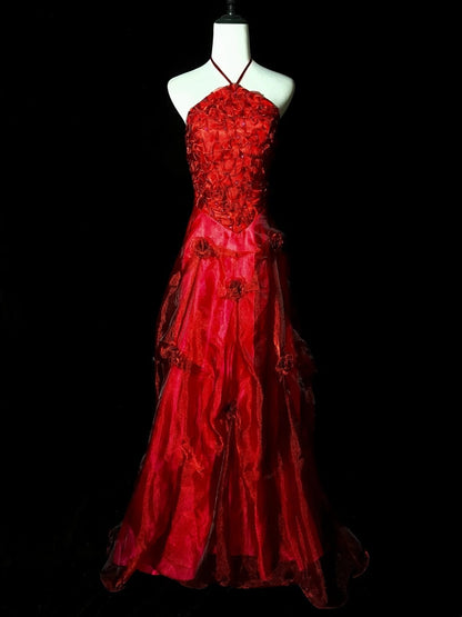 Stunning Prom Dress A Line Halter Flower Evening Dress Birthday Party Dress Cocktail Dress HZ0319