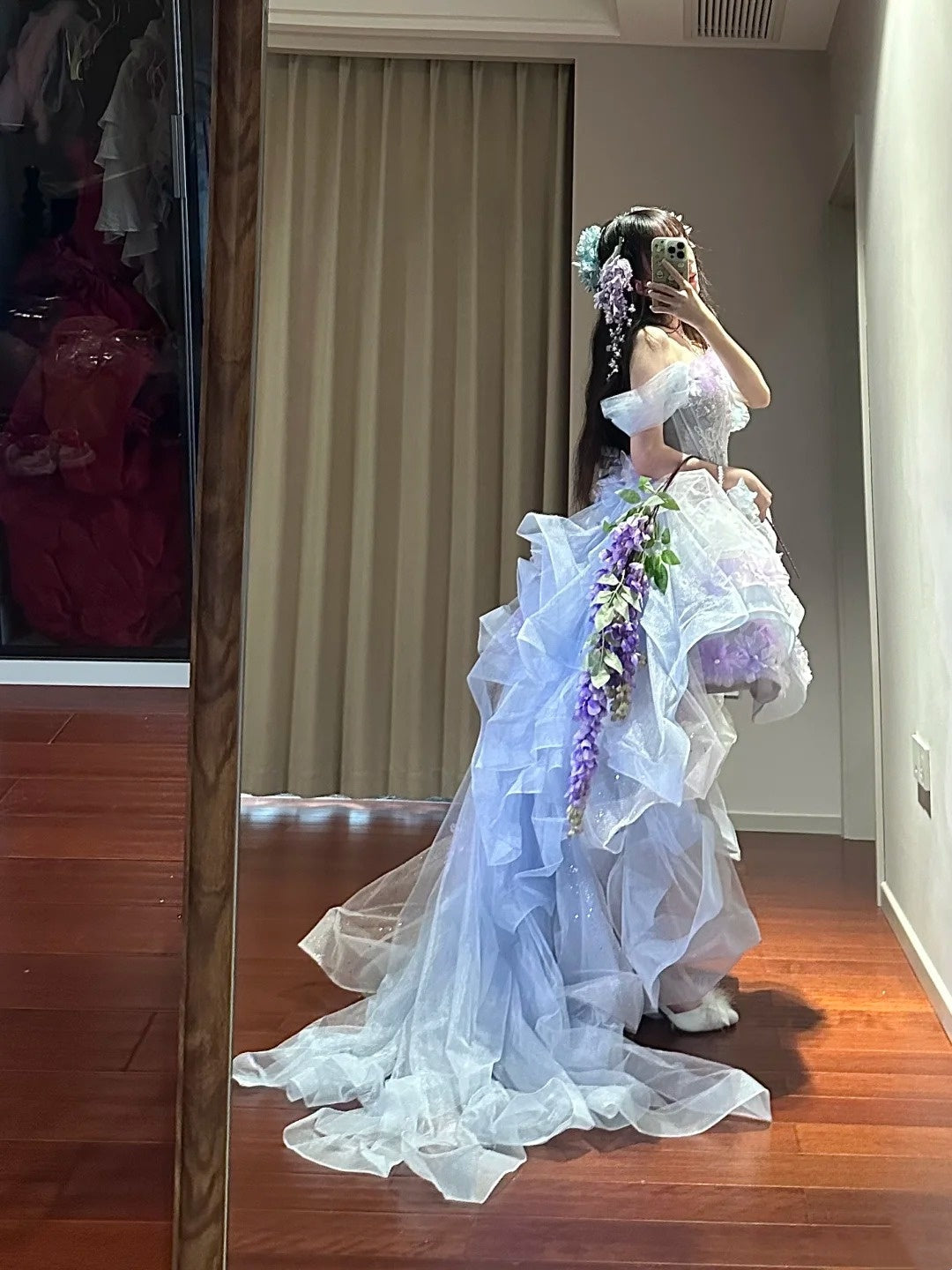 Beauty Homecoming Dress Off Shoulder Hi-lo Hem Tulle Birthday Party Dress HZ0319