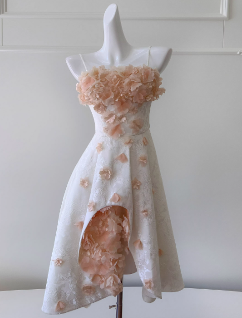 Pretty Prom Dress A Line Spaghetti Straps Floral Birthday Party Dress Evening Dress HZ0319