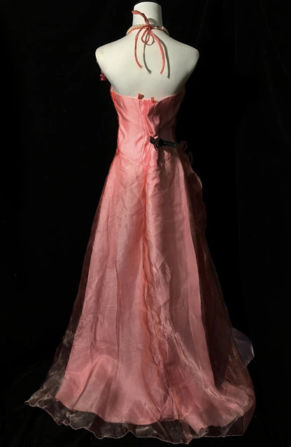 Beauty Prom Dress A Line Halter Pleated Tulle Evening Dress Birthday Party Dress HZ0319