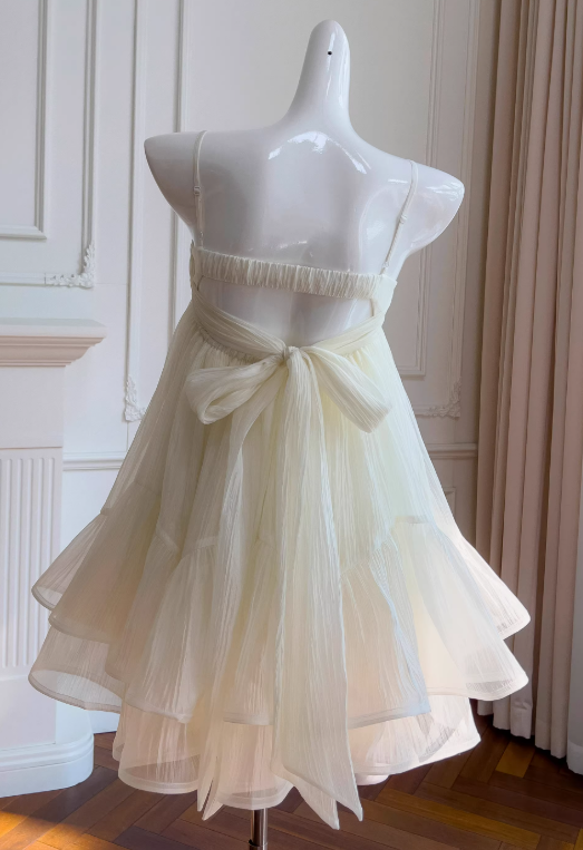 Popular Homecoming Dress Spaghetti Straps Pleated Ruffle Short Prom Dress Birthday Party Outfits HZ0319