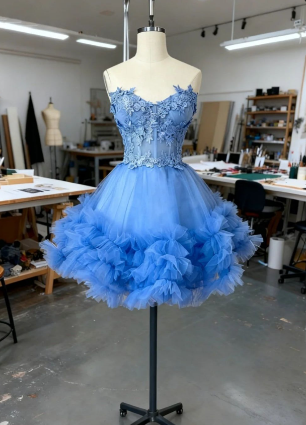 Newest Homecoming Dress Sweetheart Pleated Tulle Short Prom Dress 18th Outfits Birthday Party Dress HZ0319