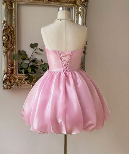Stunning Homecoming Dress Pink Sweetheart Pleated Short Prom Dress 18th Outfits Birthday Party Dress HZ0319