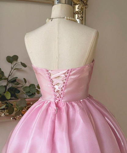 Stunning Homecoming Dress Pink Sweetheart Pleated Short Prom Dress 18th Outfits Birthday Party Dress HZ0319