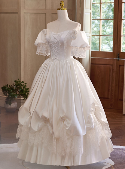 Vintage Wedding Dress Off Shoulder Pleated Wedding Dress HZ0319