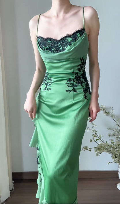 Beauty Prom Dress Spaghetti Straps Pleated Ruffle Evening Dress Party Dress HZ0319