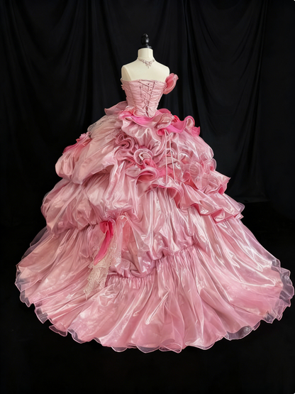 Gorgeous Prom Dress Strapless Ruffle Ball Gown Sweet 16 Dress Birthday Outfits HZ0319