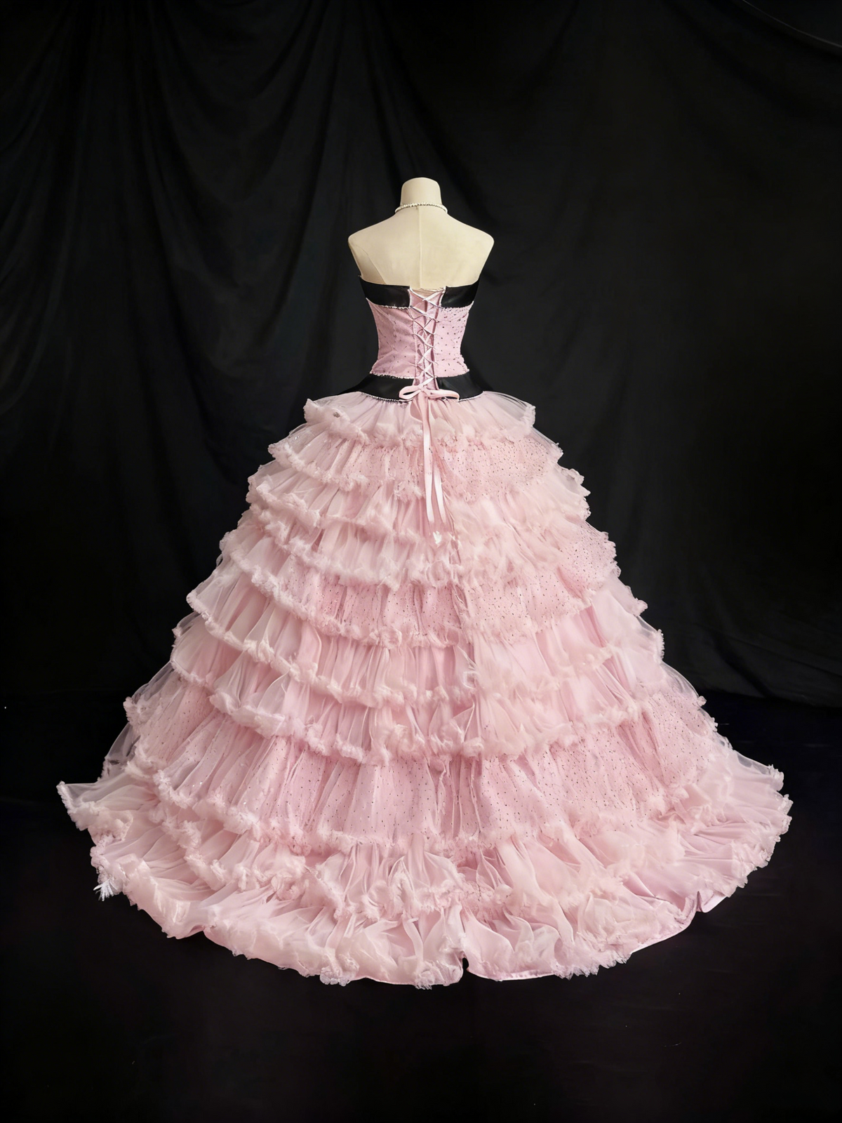 Beauty Prom Dress Strapless Pleated Tulle Ball Gown Quinceanera Dress Birthday Outfits HZ0319