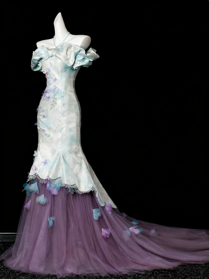 New Aarrival Prom Dress Off Shoulder Tulle Mermaid Evening Dress Birthday Outfits HZ0319