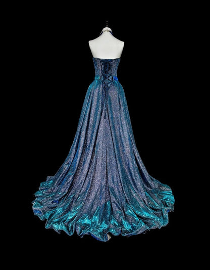 Shiny Prom Dress Sweetheart Pleated Evening Dress Gala Dress Birthday Party Outfits HZ0319