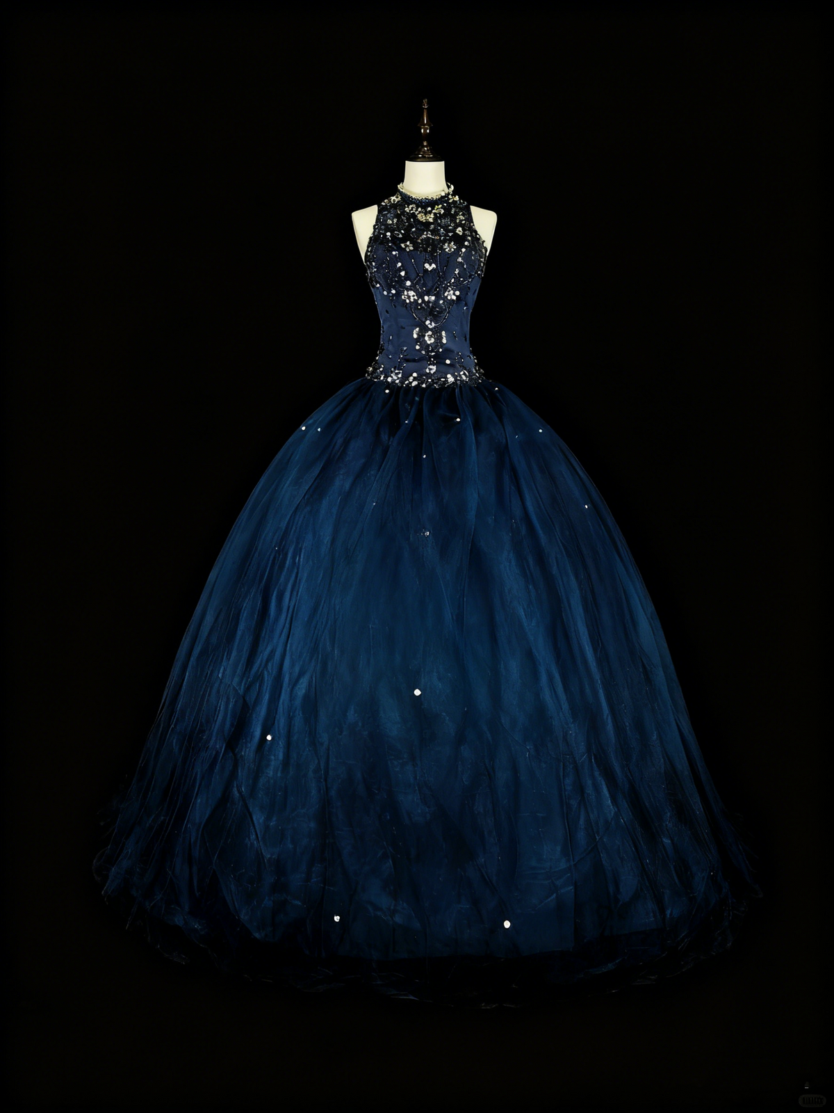 Gorgeous Prom Dress Dark Blue Backless Tulle Ball Gown Evening Dress Birthday Dress HZ0319