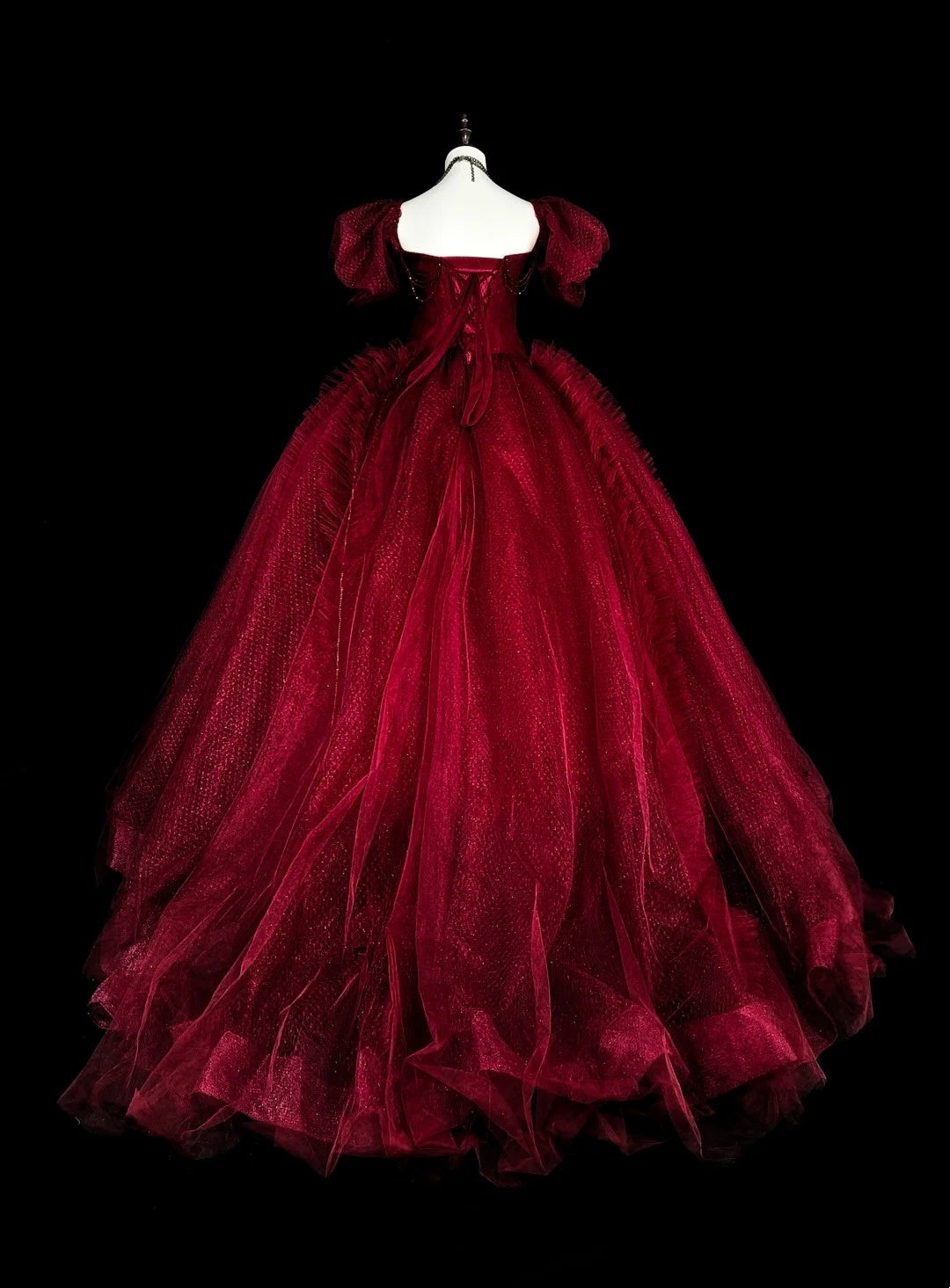 Popular Prom Dress Wine Red Sweetheart Pleated Tulle Ball Gown Evening Dress Birthday Dress HZ0319